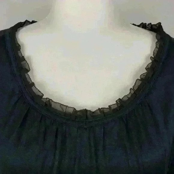 Talbots Black Top Gathered Scoop Ruffles Neckline - Picture 3 of 11